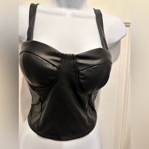 Faux leather top